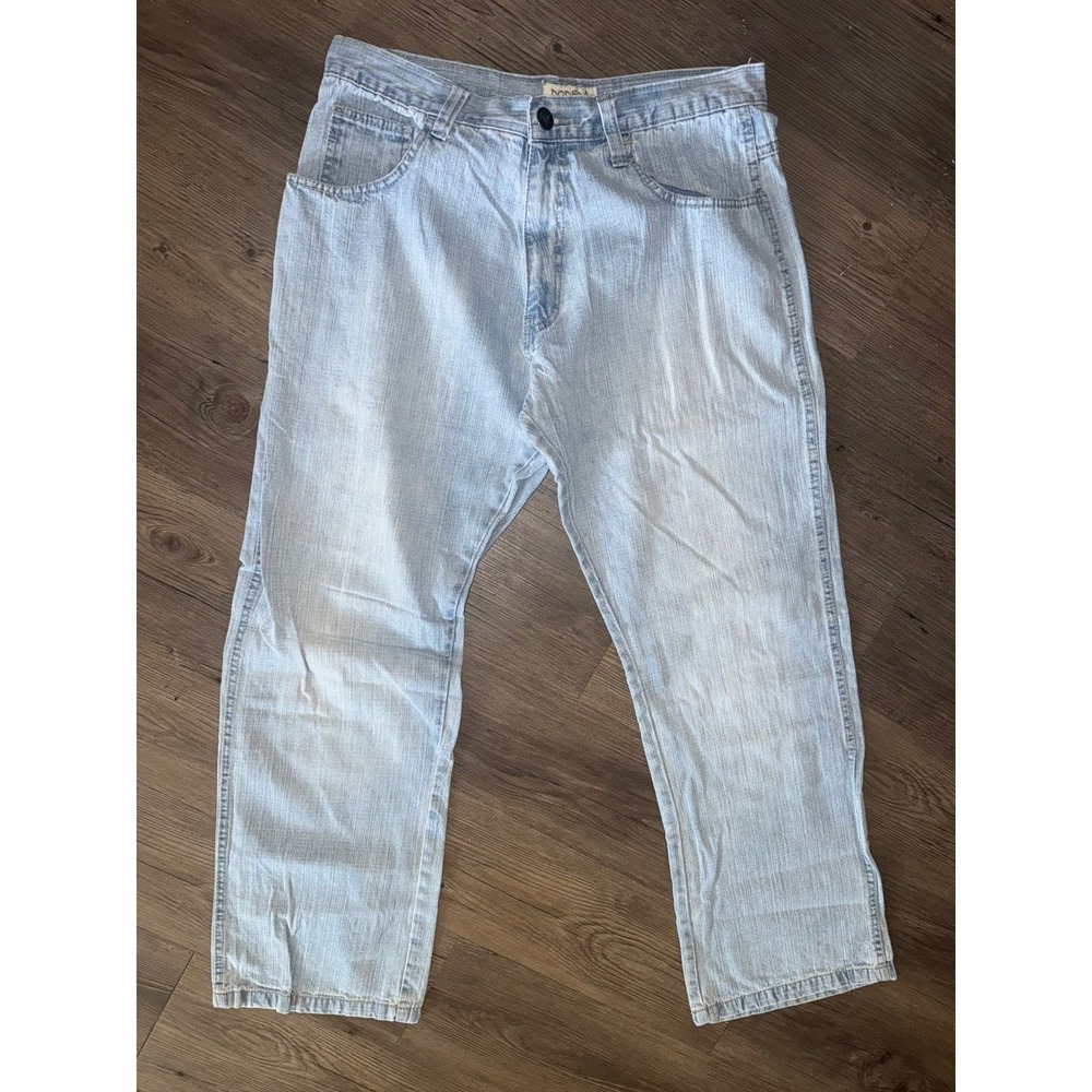 Dodeca Premium Denim Mens 34x32 Light Wash Slub Texture Relaxed Jeans L.A. DECA